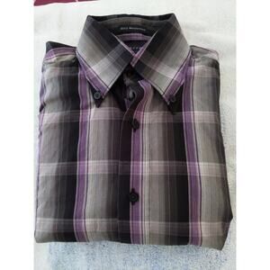 J Ferrar Modern Fit Men's Cotton Dress Casual Shirt - Size Small 14.5 Purple blk